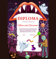 kids diploma template with halloween vector image vector image