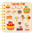 scrapbook elements with cupcakes vector image