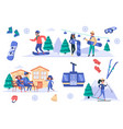 ski resort isolated elements set bundle of people vector image