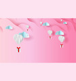 3d paper art and craft design of balloons gift vector image vector image