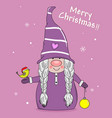 gnome with bird and christmas ball vector image vector image