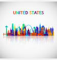 united states skyline silhouette in colorful vector image vector image