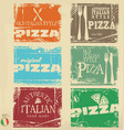 vintage pizza labels collection vector image