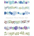 seamless watercolor floral border set vector image vector image