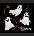 set of flying ghosts spooky halloween characters vector image