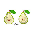 set paper cut green pears shapes 3d vector image vector image