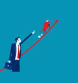 businessman point growing graph with bull running vector image vector image