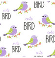 cartoon seamless pattern with bird on branch vector image vector image