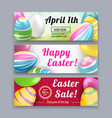 set easter banners pink yellow white easter vector image