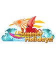 summer holidays word with squid cartoon vector image