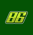 racing number 86 logo design vector image vector image