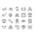 valentine day line icon set vector image