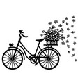 city bicycle silhouette full flowers in wicker vector image