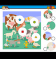 match pieces puzzle with farm animal characters vector image