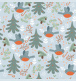 seamless pattern with winter birds and christmas vector image vector image