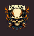 skull head biker badge logo vector image