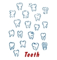 teeth outline icons set vector image