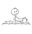 cartoon of father looking at sleeping son vector image