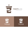 coffee cup and hands logo combination cafe vector image