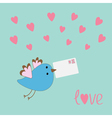 flying bird with letter and hearts love card vector image