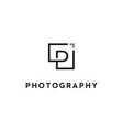 letter initial p photo photography lens frame logo vector image