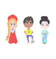 men and women wearing various national costumes vector image vector image