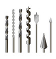 metallic drill bits equipment and tool set vector image vector image