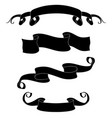 ribbon scrolls set black silhouette icons vector image