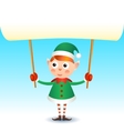smiling christmas elf holding blank page vector image vector image