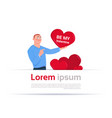 be my valentine poster man holding red heart love vector image