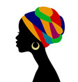 black silhouette of the head of a young vector image