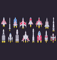spaceships vehicles space rocket flying vector image