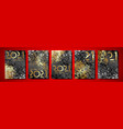 set cards 2021 happy new year gold trees texture vector image vector image