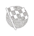 single continuous line drawing flag icon racing vector image