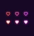 Neon devil heart in red and pink color Royalty Free Vector