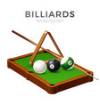 realistic billiards snooker pool balls cue vector image vector image