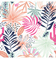 seamless tropical pattern with hand drawn plants vector image