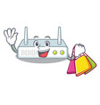 shopping router is installed in cartoon wall vector image vector image