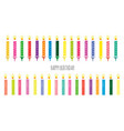 birthday candles colorful set isolated on white vector image vector image