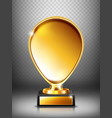 cup golden trophy on pedestal with nameplate vector image vector image