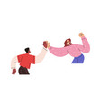 happy man and woman giving high-five supporting vector image vector image