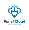 pencil cloud logo template this design use blue vector image vector image