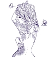 young beautiful woman with tattoo vector image