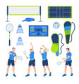 badminton flat set vector image