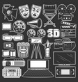 cinema movie and film reel popcorn 3d glasses vector image