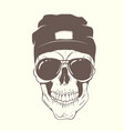 skull with modern hat and sunglasses vector image vector image