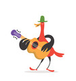 funny cartoon bird plays guitar vector image