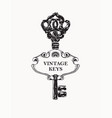 black and white banner with vintage ornate key vector image