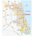 roads and city share map of chicago vector image