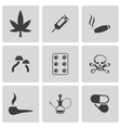 black drugs icons set vector image